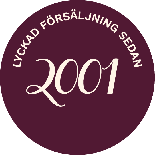 badge med texten lyckad försäljning sedan 2001