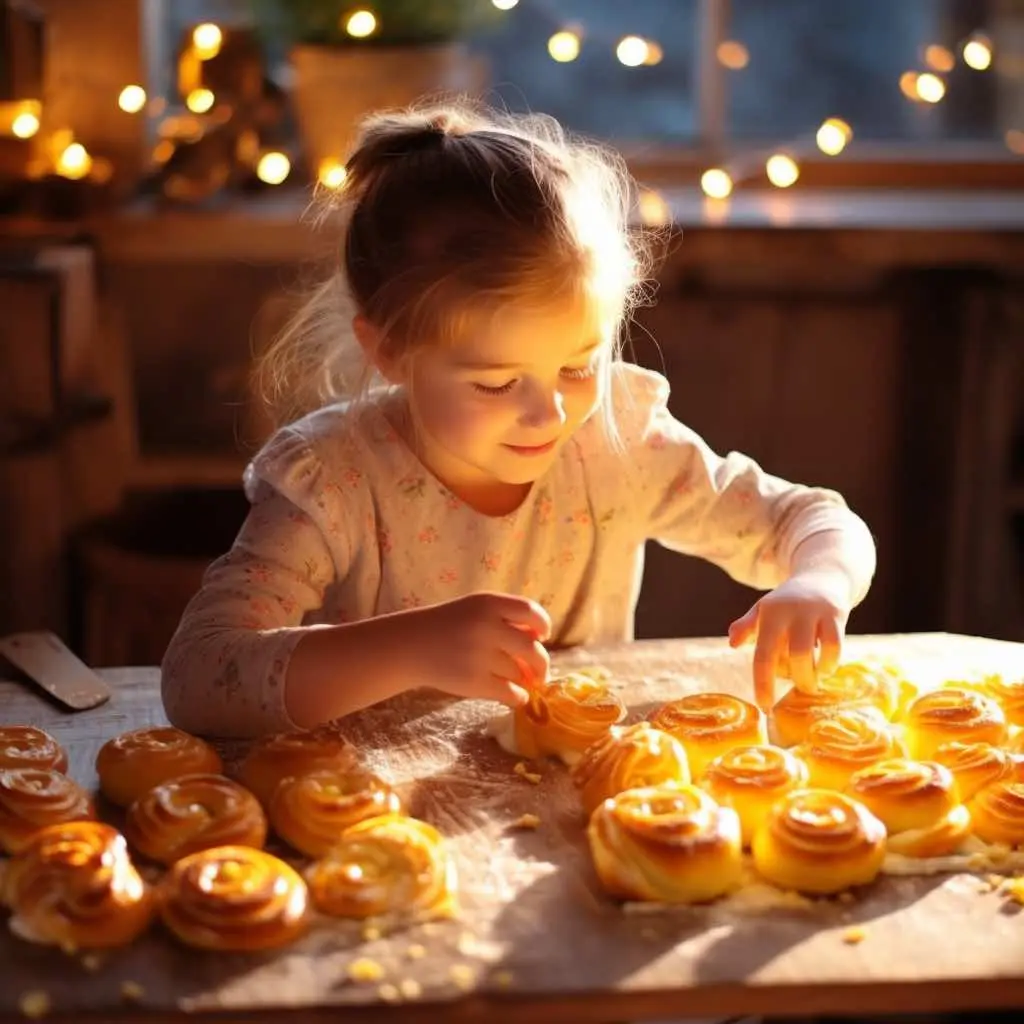 barn bakar lussebullar med saffran