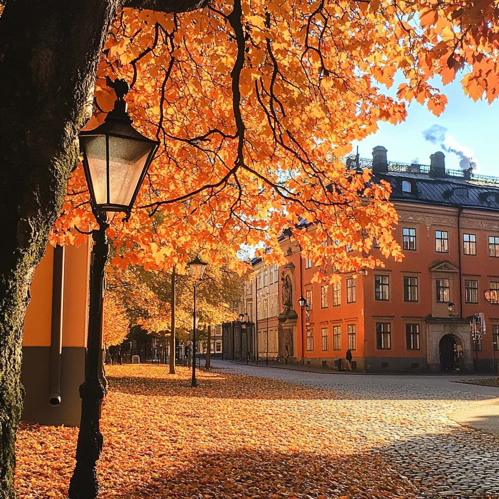 höstlov i Stockholm, höstfärger, orangea löv