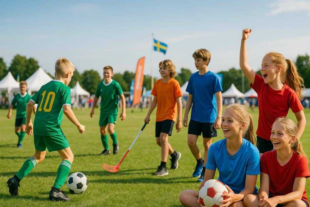 barn på cup på sommaren