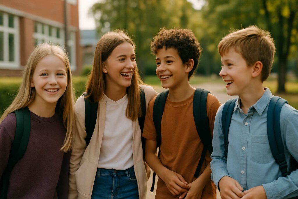 elever på skolutflykt