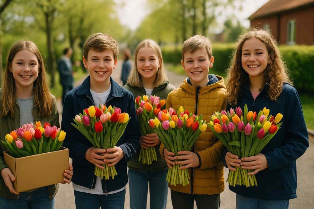 klass säljer tulpaner