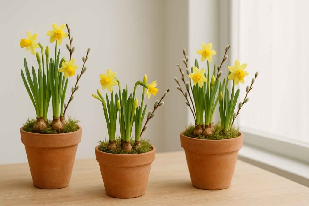 minipåskliljor i kruka