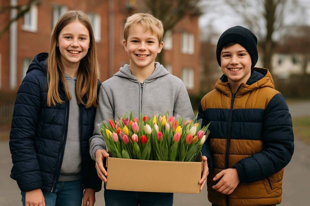 klass säljer tulpaner