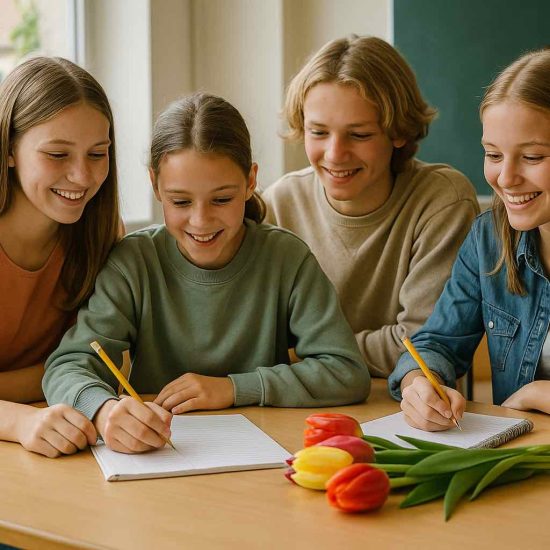 elever samlar idéer för klassförsäljning