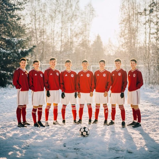 fotbollslag som spelar fotboll på julen