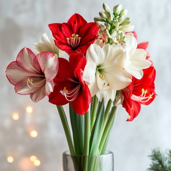 vackra amaryllis och hyacinter