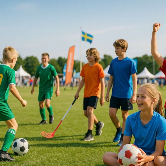 barn på cup på sommaren